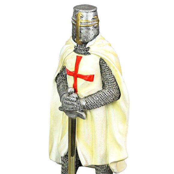 Medieval Templar Knight in Battle Holding Sword Armor Statue - Picture 7 of 9